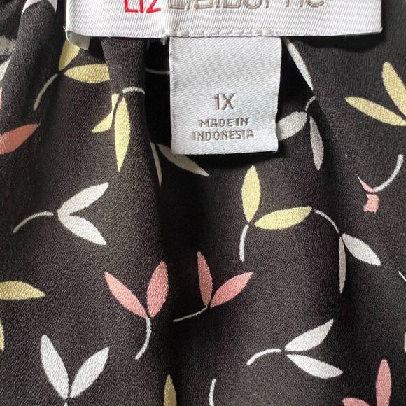 Womens Liz Claiborne Black with Mint, Yellow, Cream Floral Print  1X - Picture 5 of 10